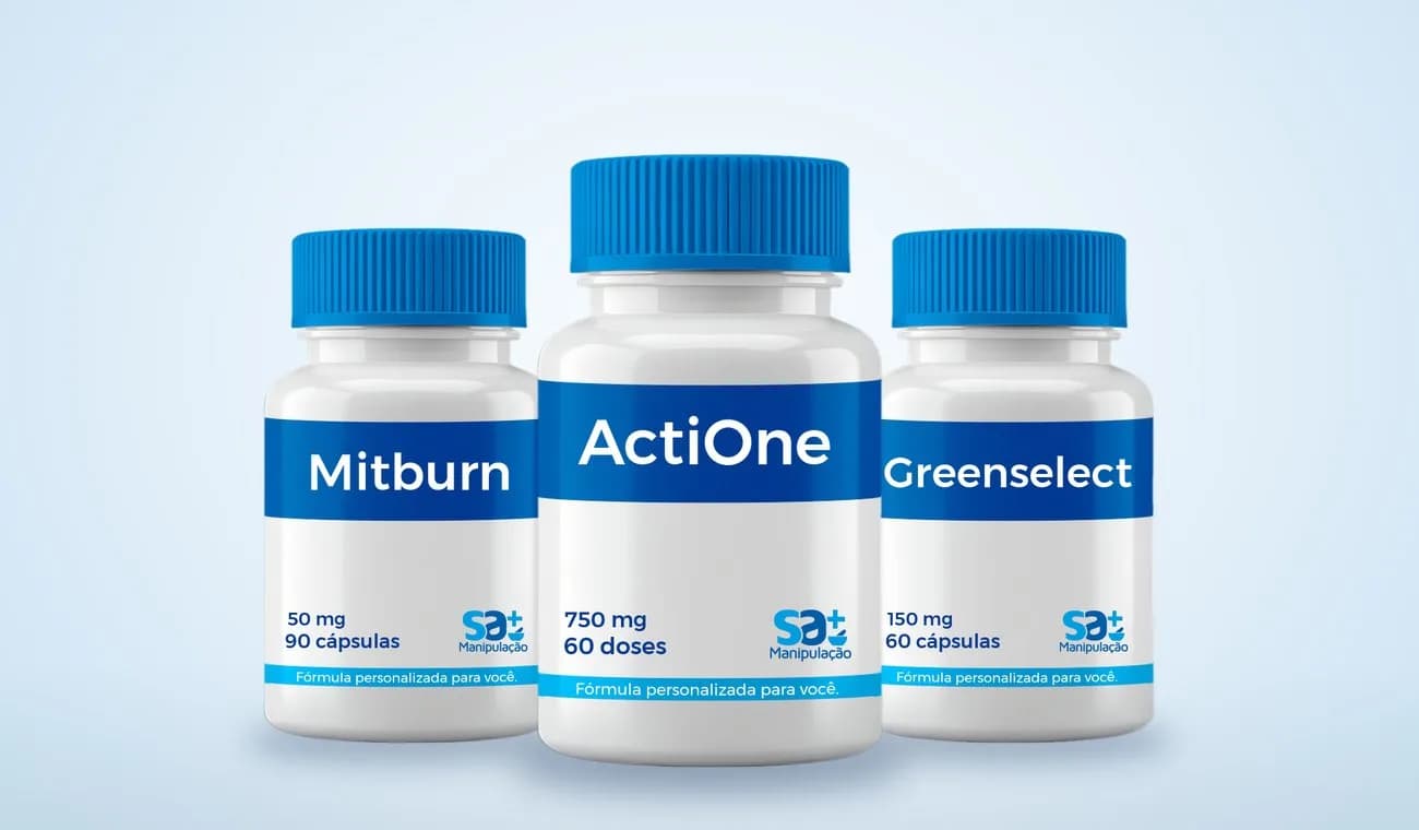 frascos de ActiOne, Mitburn e Greenselect lado a lado